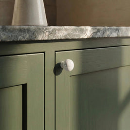 Natural Marble Cabinet Knobs, Minimalist Kitchen & Dresser Hardware, White & Black Marble, Set of 2, 1-1.6in