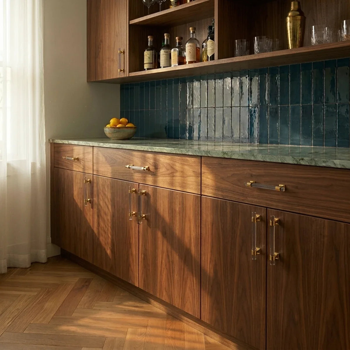 Acrylic Cabinet Knobs & Drawer Pull Bars, Modern Kitchen & Dresser Hardware, Gold Silver & Rose Gold-Tone, Set of 2 in 15 Colors, 2-7.6in