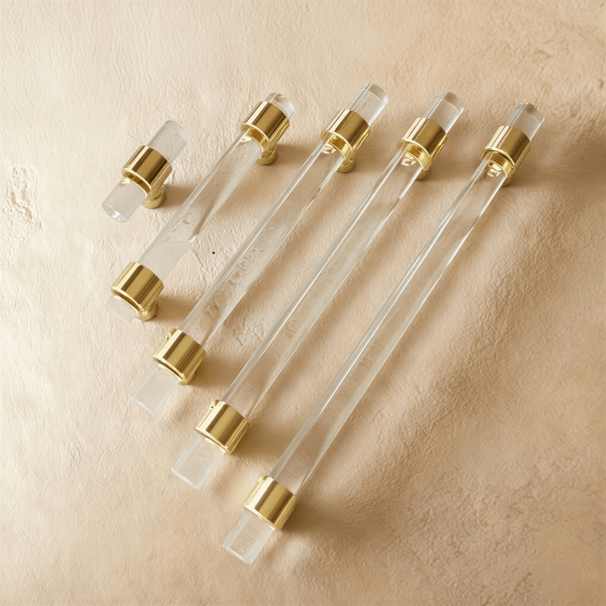 Acrylic Cabinet Knobs & Drawer Pull Bars, Modern Kitchen & Dresser Hardware, Gold Silver & Rose Gold-Tone, Set of 2 in 15 Colors, 2-7.6in
