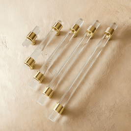 Acrylic Cabinet Knobs & Drawer Pull Bars, Modern Kitchen & Dresser Hardware, Gold Silver & Rose Gold-Tone, Set of 2 in 15 Colors, 2-7.6in