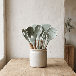 FROUKJE: Siliconen Keukengerei – 11-delige Set met Houten Handvatten - Volsani