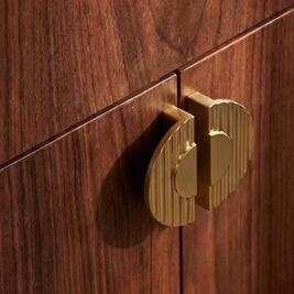 Zinc Alloy Drawer Pulls, Modern Kitchen & Wardrobe Hardware, Ridged Semi-Circular Grip, Set of 2 in 3 Finishes, 2.5in Hole Spacing