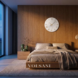 TUVA glass marble wall clock in a bedroom