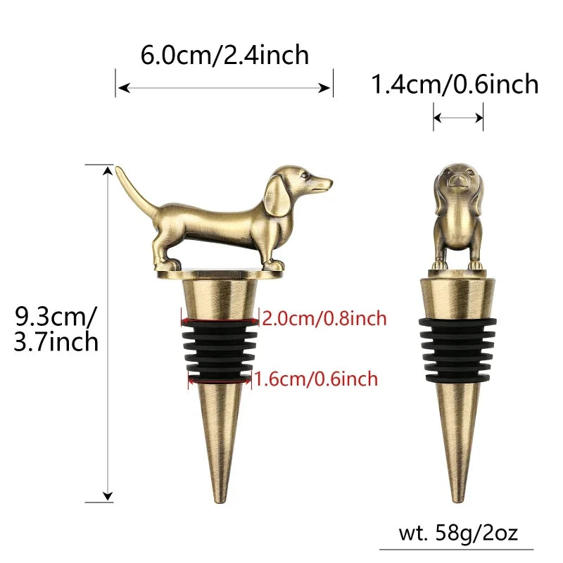 Wine Stopper, Dog Bottle Stopper, Dachshund or Labrador, Silver or Bronze