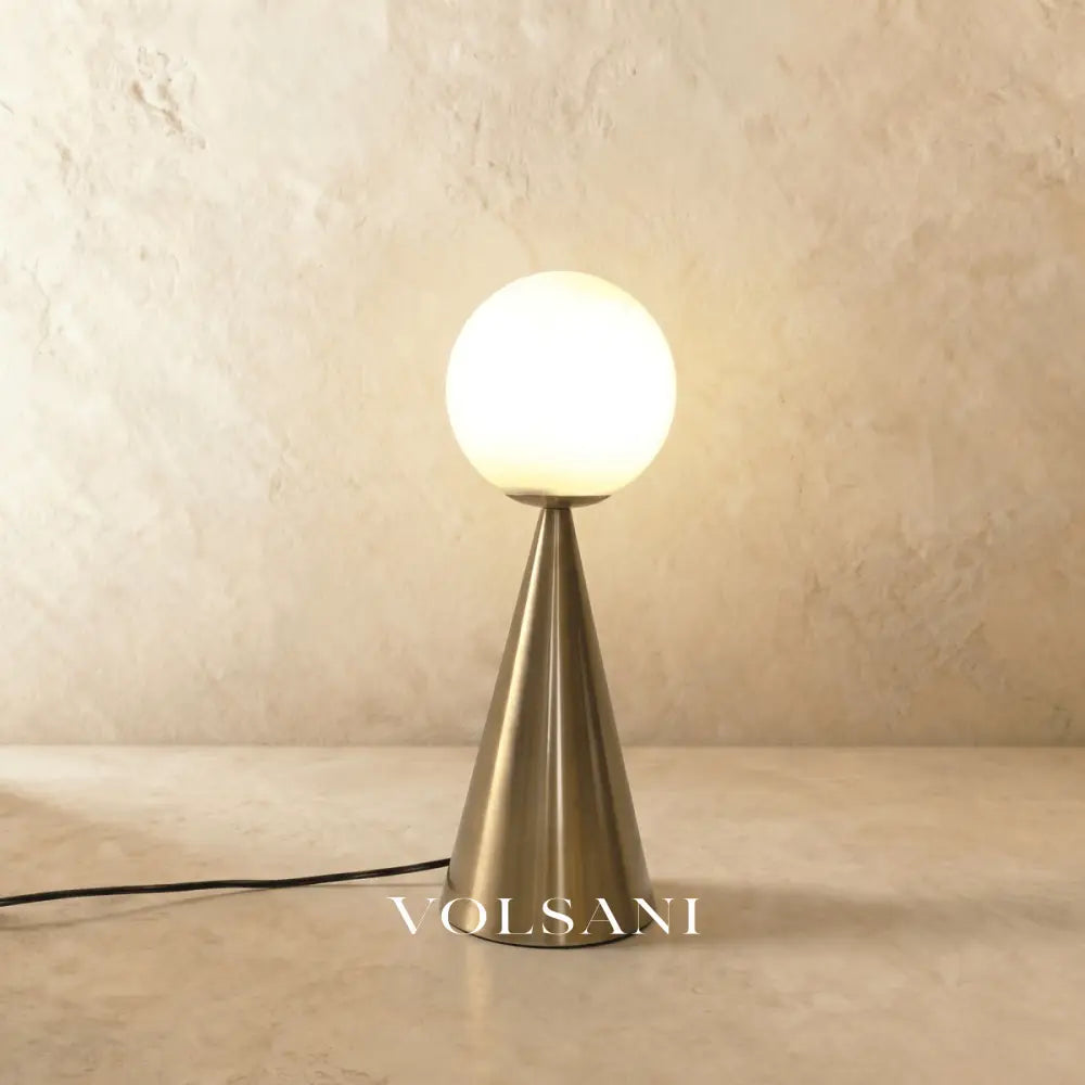 Gold Glass Table Lamp Cone Shaped Postmodern Bedside & Living Room Lamp Warm or Cool White LED 2 Sizes 17in - Lighting