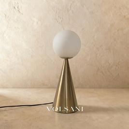 Gold Glass Table Lamp Cone Shaped Postmodern Bedside & Living Room Lamp Warm or Cool White LED 2 Sizes 17in - Lighting