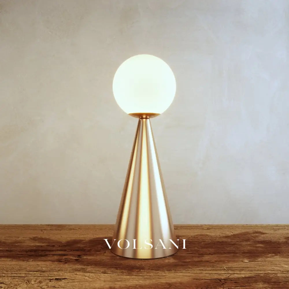 Gold Glass Table Lamp Cone Shaped Postmodern Bedside & Living Room Lamp Warm or Cool White LED 2 Sizes 17in - Lighting
