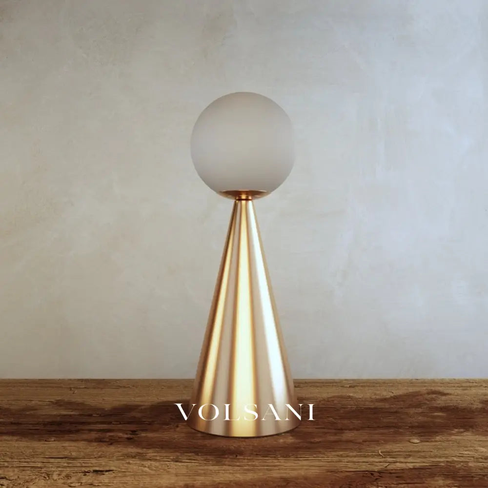 Gold Glass Table Lamp Cone Shaped Postmodern Bedside & Living Room Lamp Warm or Cool White LED 2 Sizes 17in - Lighting