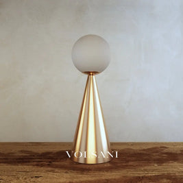 Gold Glass Table Lamp Cone Shaped Postmodern Bedside & Living Room Lamp Warm or Cool White LED 2 Sizes 17in - Lighting