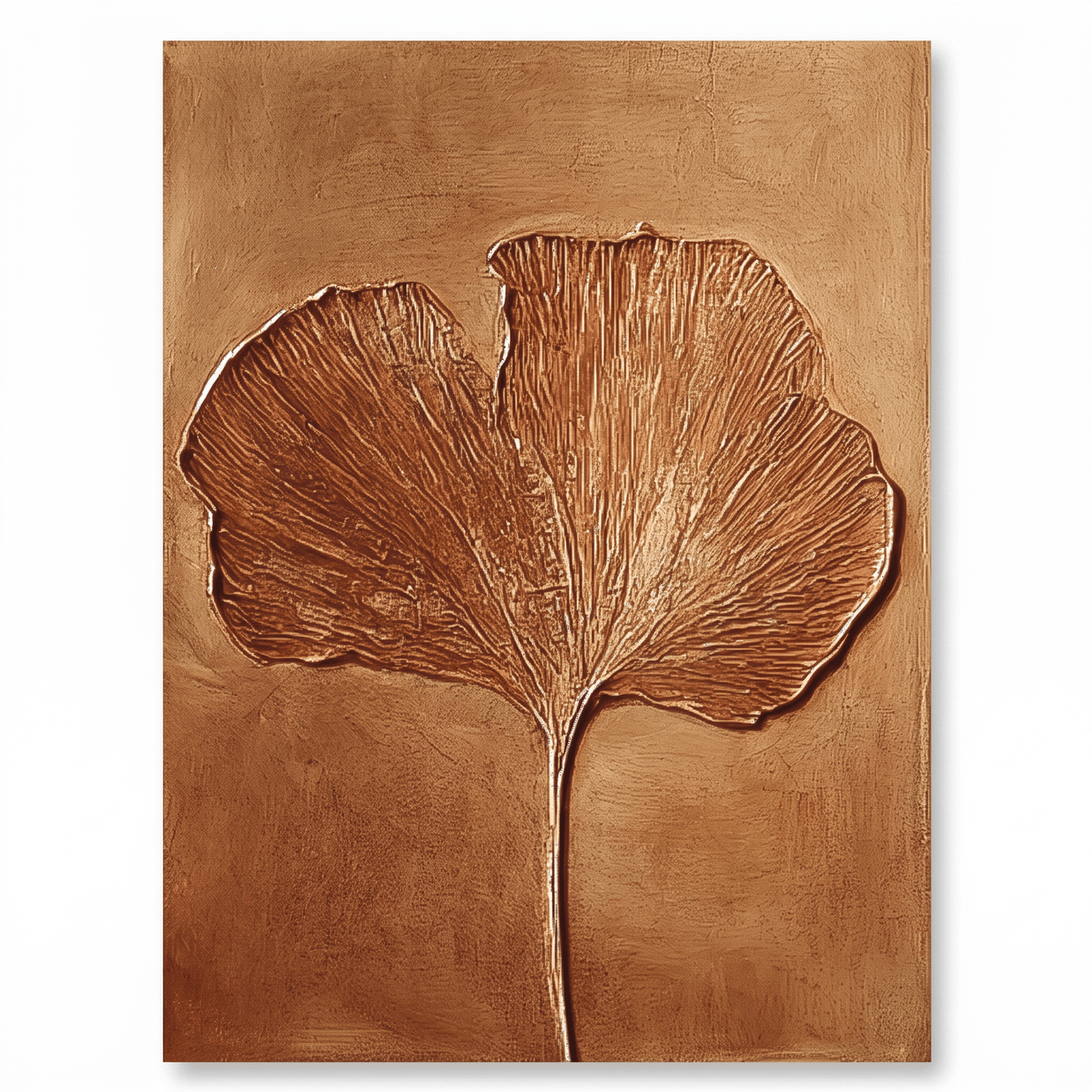 Gouden Ginkgoblad – Getextureerd Schilderij - Volsani