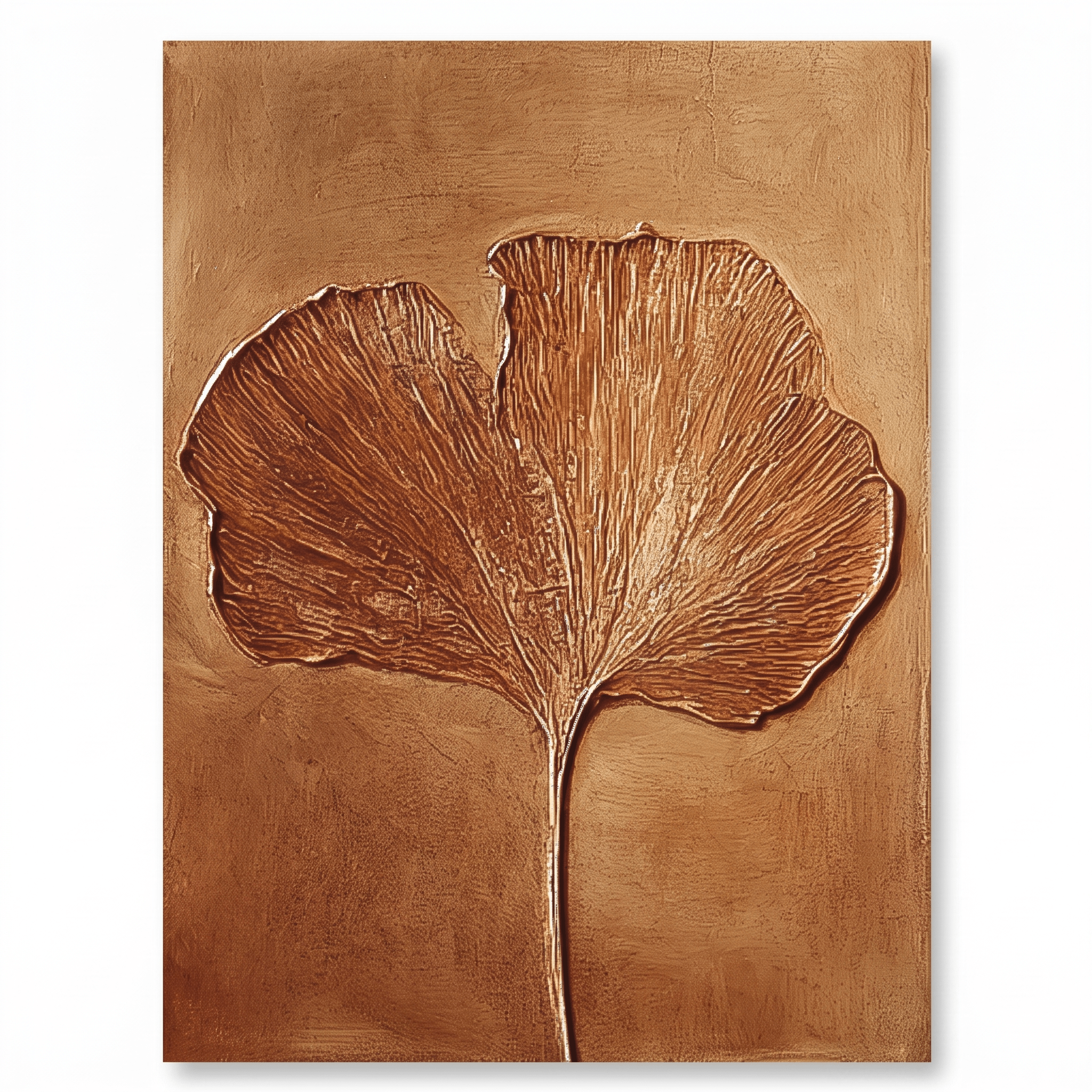 Gouden Ginkgoblad – Getextureerd Schilderij - Volsani