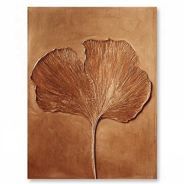 Gouden Ginkgoblad – Getextureerd Schilderij - Volsani