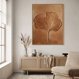 Gouden Ginkgoblad – Getextureerd Schilderij - Volsani