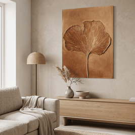 Gouden Ginkgoblad – Getextureerd Schilderij - Volsani