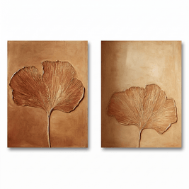 Gouden Ginkgobladeren – Tweeluik (Set van 2) - Volsani