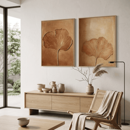 Gouden Ginkgobladeren – Tweeluik (Set van 2) - Volsani