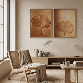 Gouden Ginkgobladeren – Tweeluik (Set van 2) - Volsani