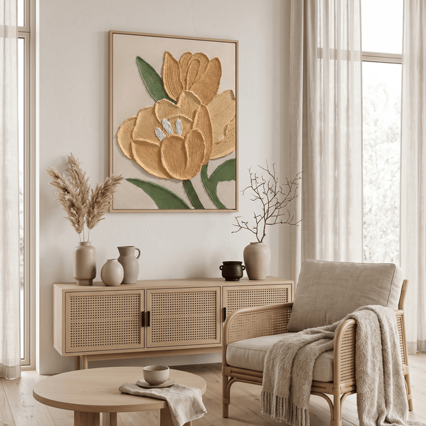 Gouden Tulp – Getextureerd Impasto Bloemschilderij - Volsani