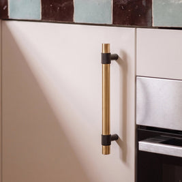 Knurled Brass Cabinet Knobs & Drawer Pulls, Industrial Kitchen & Wardrobe Hardware, Brushed Gold Finish, Set of 2, 2.5-5in