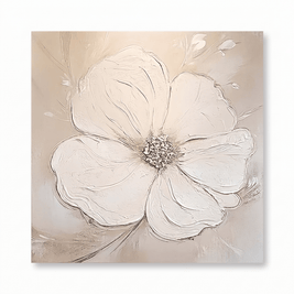 Grote Witte Bloem – Neutraal Bloemschilderij - Volsani