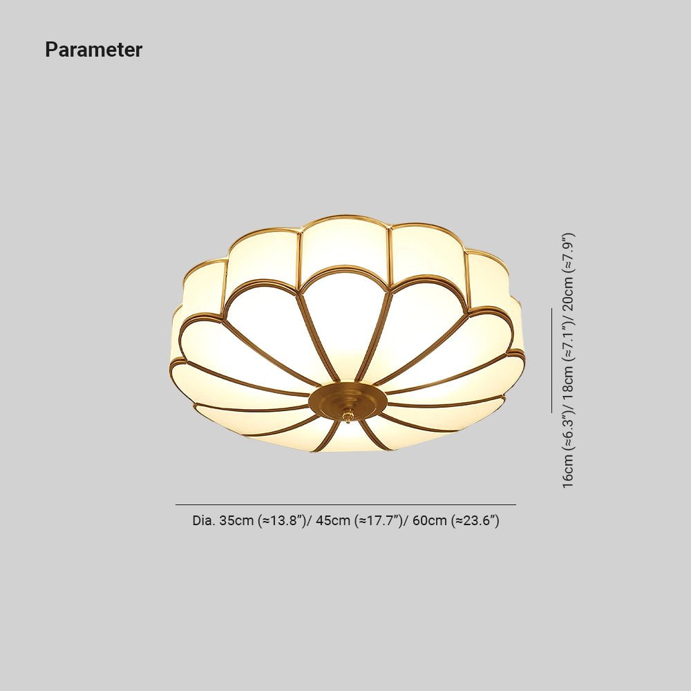 HANA: Bloemvormige Plafondlamp (Matglas & Messing) - Volsani