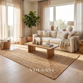 Hand Braided Jute Rug in Round & Rectangular Natural Fiber Living & Dining Room Rug Hand Washable 11 Sizes 35-130in