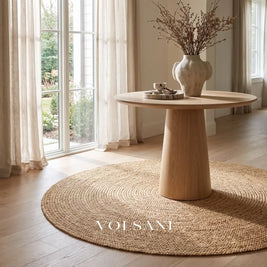 Hand Braided Jute Rug in Round & Rectangular Natural Fiber Living & Dining Room Rug Hand Washable 11 Sizes 35-130in