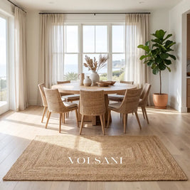 Hand Braided Jute Rug in Round & Rectangular Natural Fiber Living & Dining Room Rug Hand Washable 11 Sizes 35-130in