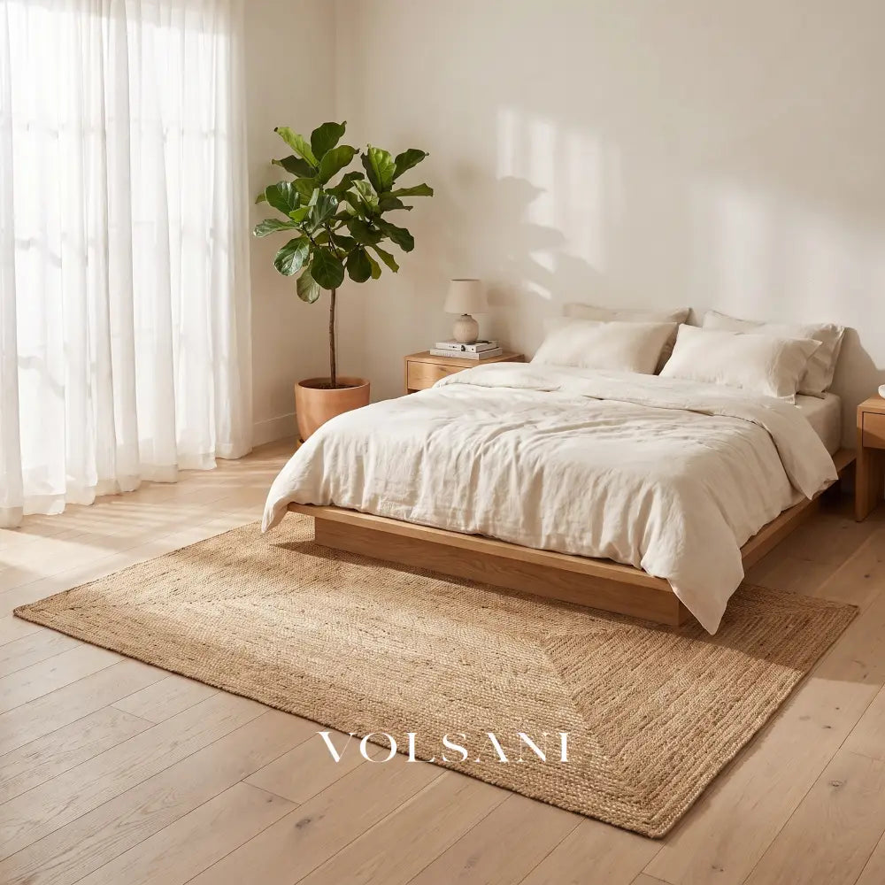 Hand Braided Jute Rug in Round & Rectangular Natural Fiber Living & Dining Room Rug Hand Washable 11 Sizes 35-130in