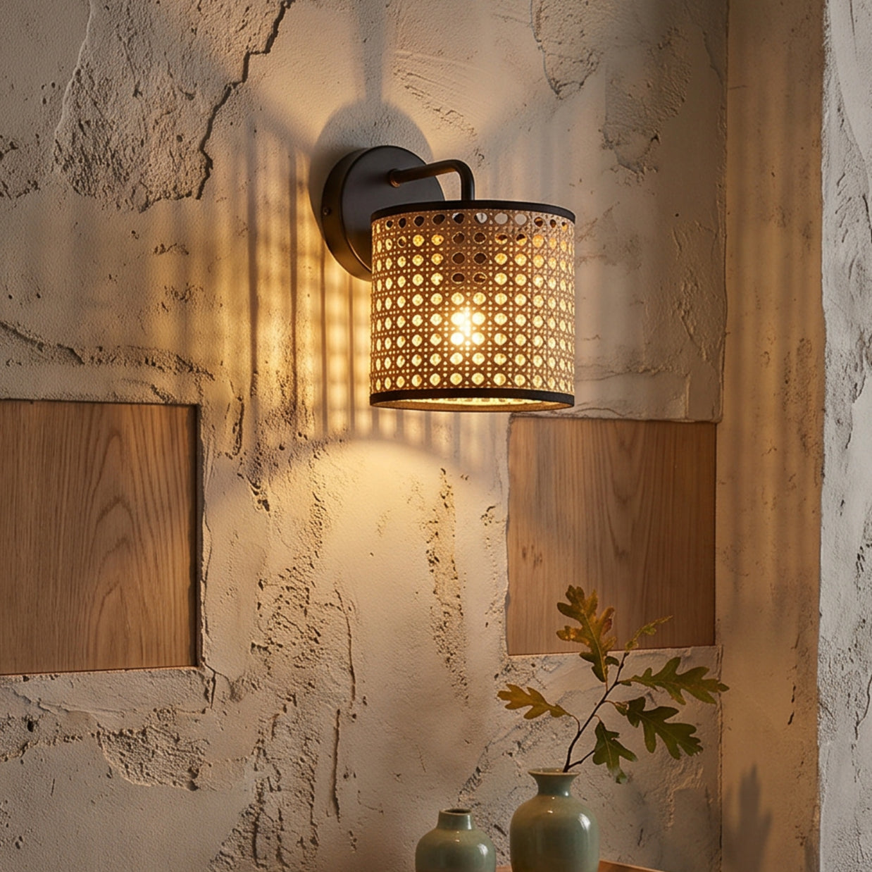HARU: Handgemaakte Rotan Wandlamp