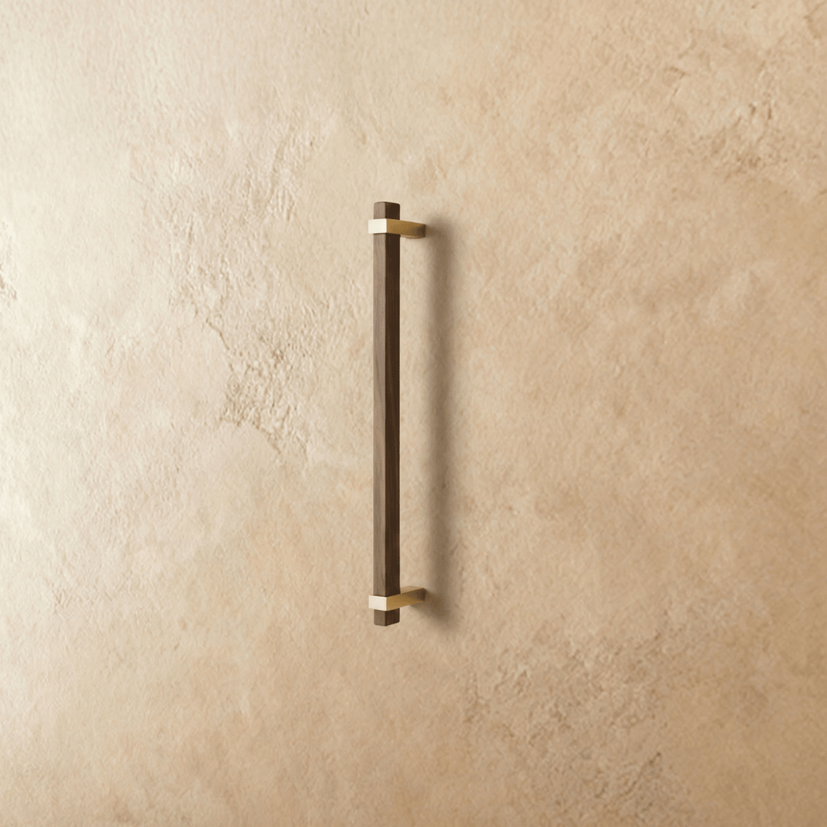 Wood Cabinet Knobs & Pull Bars, Modern Kitchen & Wardrobe Cabinet Hardware, Gold-Tone Brackets, Set of 2 in Oak & Walnut, 1.1-12.5in