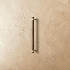 Wood Cabinet Knobs & Pull Bars, Modern Kitchen & Wardrobe Cabinet Hardware, Gold-Tone Brackets, Set of 2 in Oak & Walnut, 1.1-12.5in