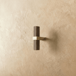 Wood Cabinet Knobs & Pull Bars, Modern Kitchen & Wardrobe Cabinet Hardware, Gold-Tone Brackets, Set of 2 in Oak & Walnut, 1.1-12.5in