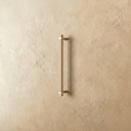 Wood Cabinet Knobs & Pull Bars, Modern Kitchen & Wardrobe Cabinet Hardware, Gold-Tone Brackets, Set of 2 in Oak & Walnut, 1.1-12.5in