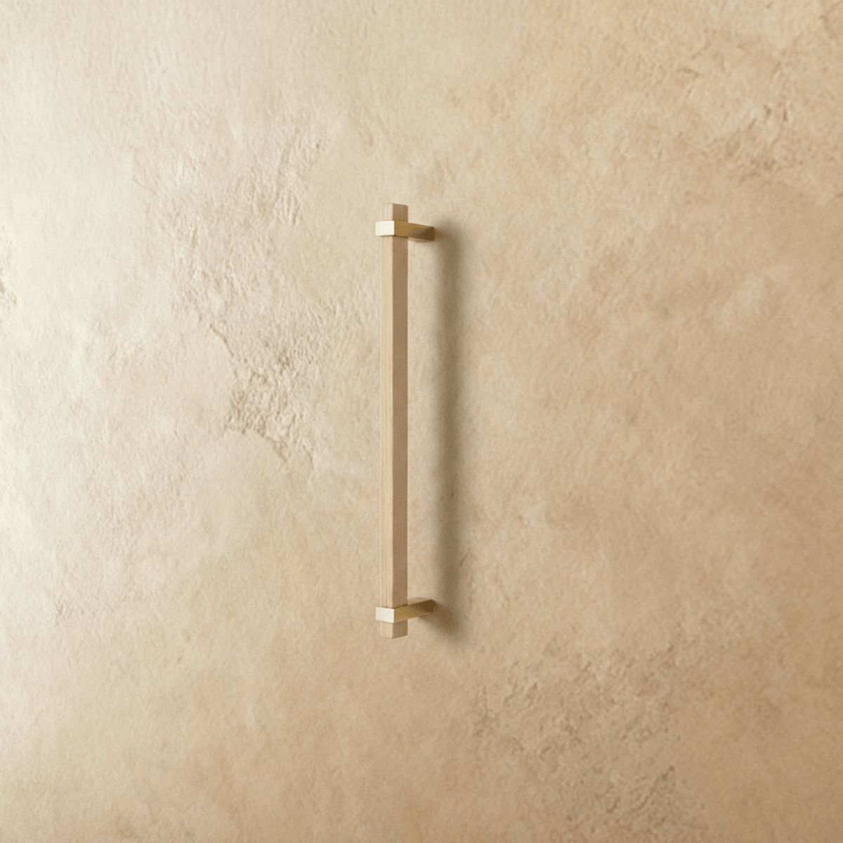 Wood Cabinet Knobs & Pull Bars, Modern Kitchen & Wardrobe Cabinet Hardware, Gold-Tone Brackets, Set of 2 in Oak & Walnut, 1.1-12.5in
