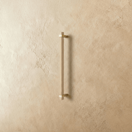 Wood Cabinet Knobs & Pull Bars, Modern Kitchen & Wardrobe Cabinet Hardware, Gold-Tone Brackets, Set of 2 in Oak & Walnut, 1.1-12.5in