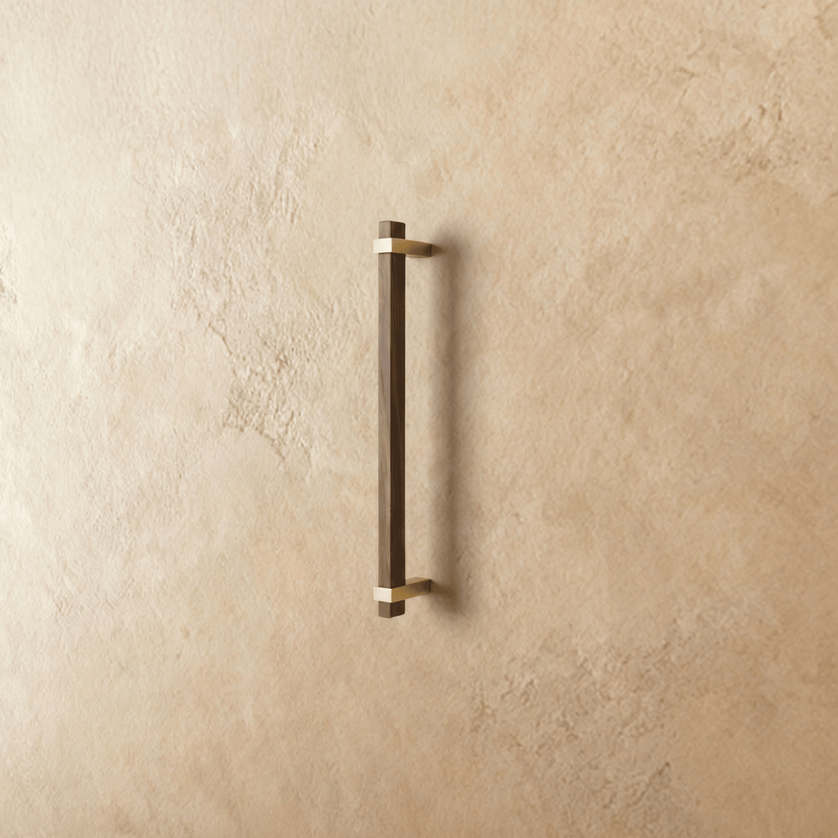 Wood Cabinet Knobs & Pull Bars, Modern Kitchen & Wardrobe Cabinet Hardware, Gold-Tone Brackets, Set of 2 in Oak & Walnut, 1.1-12.5in