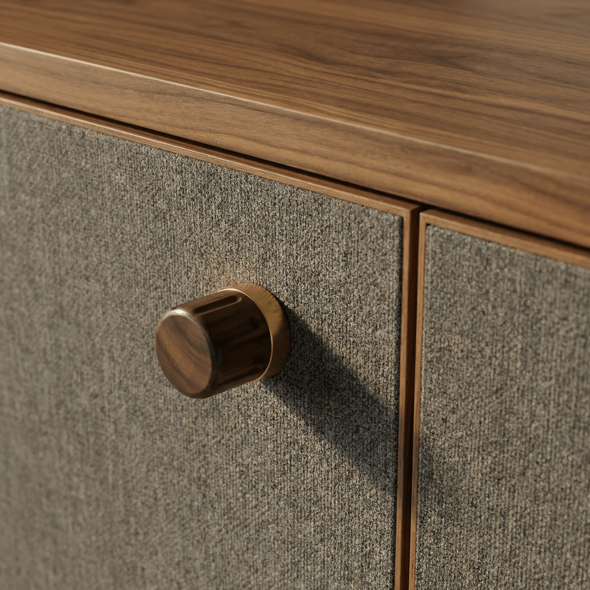 Wood Cabinet Knobs & Pull Bars, Modern Kitchen & Wardrobe Cabinet Hardware, Gold-Tone Brackets, Set of 2 in Oak & Walnut, 1.1-12.5in