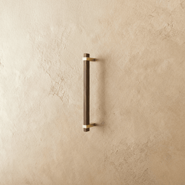 Wood Cabinet Knobs & Pull Bars, Modern Kitchen & Wardrobe Cabinet Hardware, Gold-Tone Brackets, Set of 2 in Oak & Walnut, 1.1-12.5in