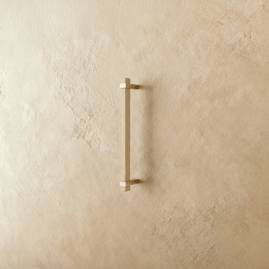 Wood Cabinet Knobs & Pull Bars, Modern Kitchen & Wardrobe Cabinet Hardware, Gold-Tone Brackets, Set of 2 in Oak & Walnut, 1.1-12.5in