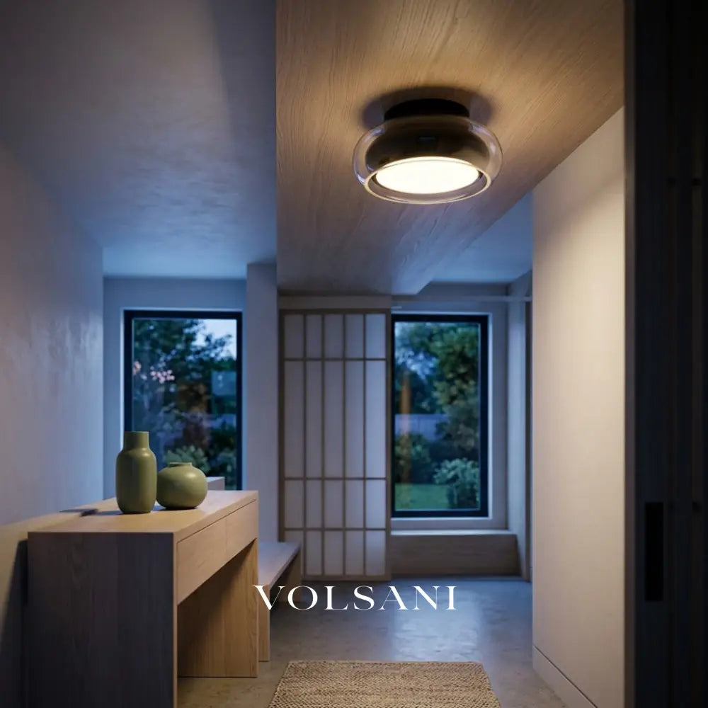 HENRIK: Retro Glass Ceiling Light - Black & Smoke Gray - Lighting > Ceiling Lights > Flush Mount