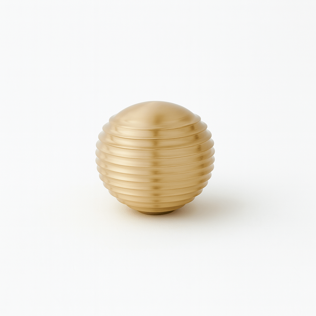Ribbed Oval Cabinet Knobs, Vintage Kitchen & Wardrobe Hardware, Brushed Brass Finish, Set of 2, 1.2 x 1.1in