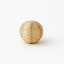 Ribbed Oval Cabinet Knobs, Vintage Kitchen & Wardrobe Hardware, Brushed Brass Finish, Set of 2, 1.2 x 1.1in