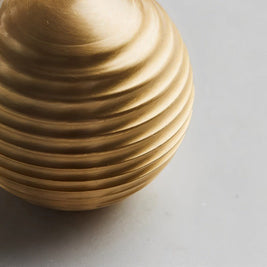 Ribbed Oval Cabinet Knobs, Vintage Kitchen & Wardrobe Hardware, Brushed Brass Finish, Set of 2, 1.2 x 1.1in
