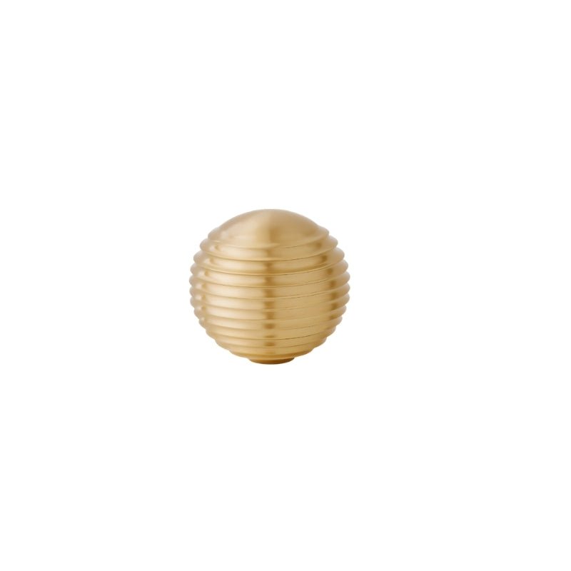 Ribbed Oval Cabinet Knobs, Vintage Kitchen & Wardrobe Hardware, Brushed Brass Finish, Set of 2, 1.2 x 1.1in
