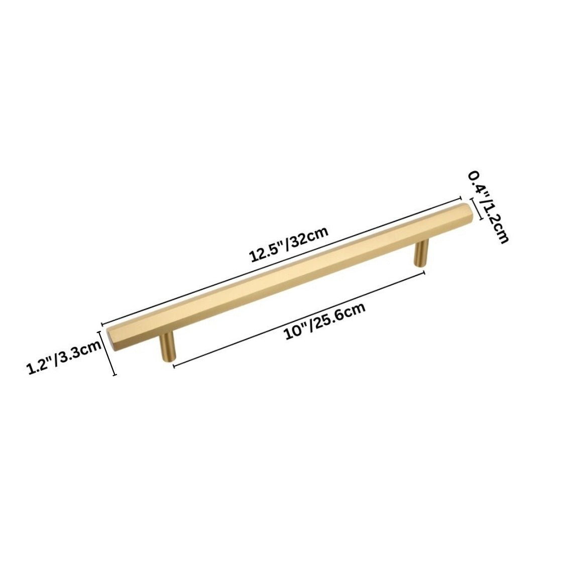Brass Cabinet Knobs & Drawer Pulls, Minimalist Kitchen & Bathroom Hardware, Rectangular Bar Profile, Set of 2, 1.1-16.3in