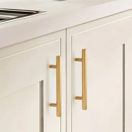 Brass Cabinet Knobs & Drawer Pulls, Minimalist Kitchen & Bathroom Hardware, Rectangular Bar Profile, Set of 2, 1.1-16.3in