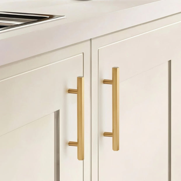 Brass Cabinet Knobs & Drawer Pulls, Minimalist Kitchen & Bathroom Hardware, Rectangular Bar Profile, Set of 2, 1.1-16.3in