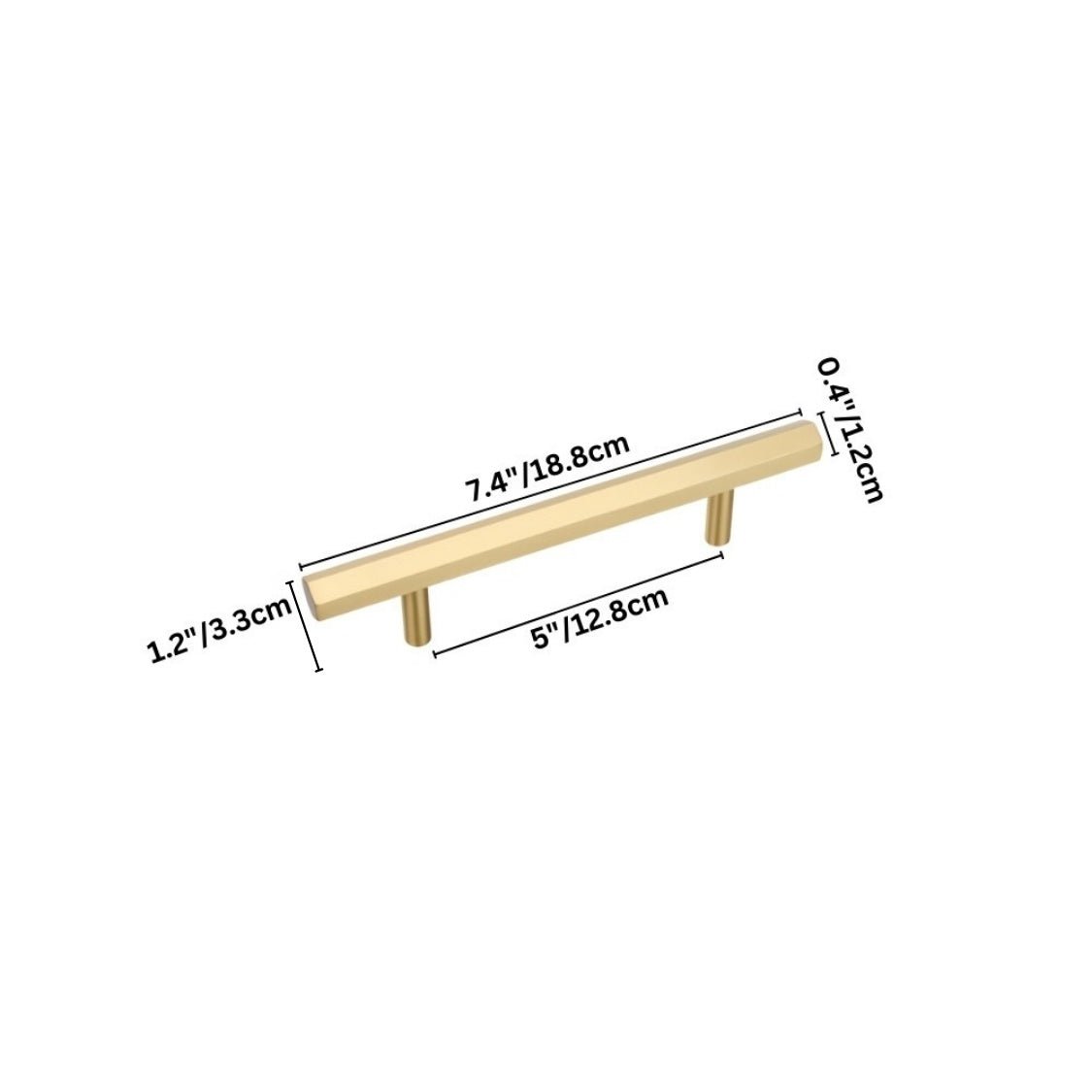 Brass Cabinet Knobs & Drawer Pulls, Minimalist Kitchen & Bathroom Hardware, Rectangular Bar Profile, Set of 2, 1.1-16.3in