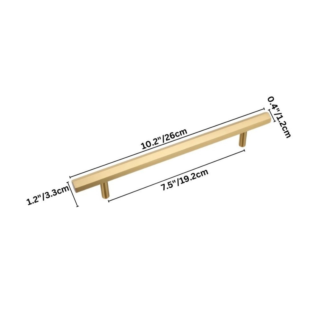 Brass Cabinet Knobs & Drawer Pulls, Minimalist Kitchen & Bathroom Hardware, Rectangular Bar Profile, Set of 2, 1.1-16.3in